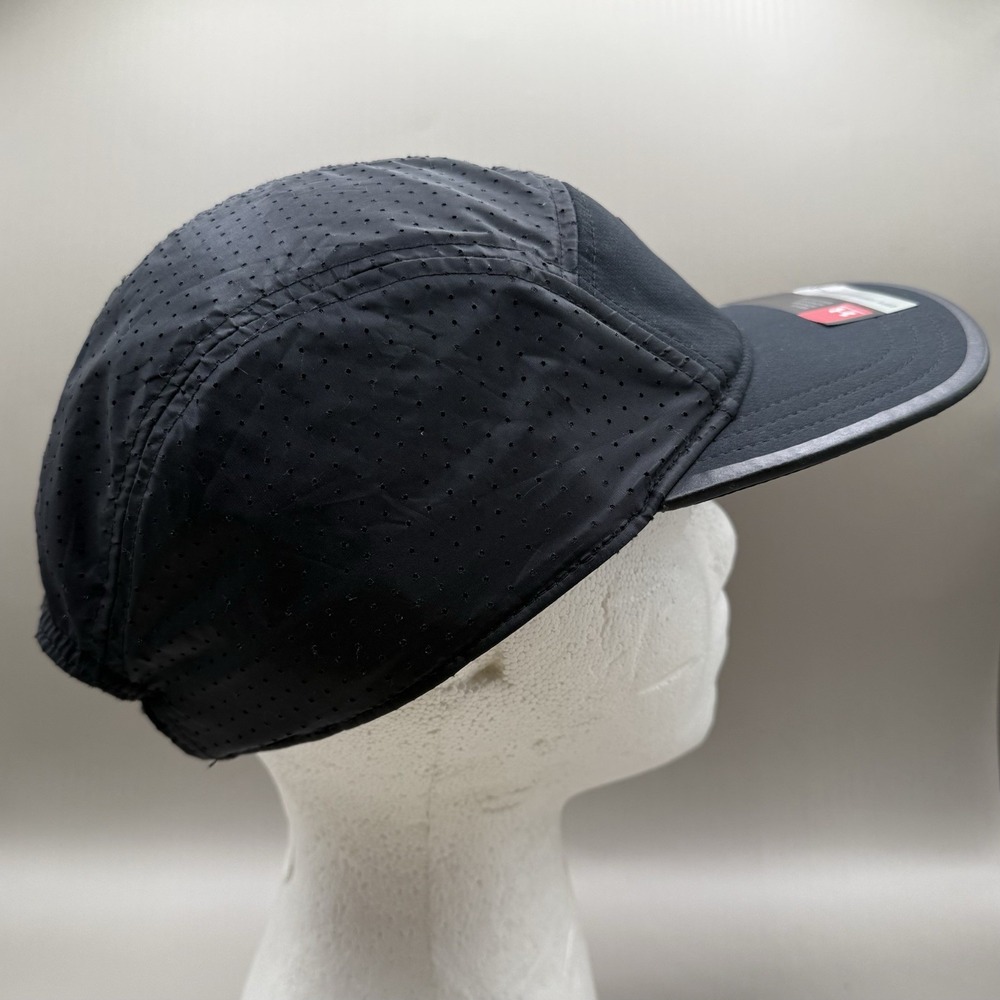 Under Armour 5 Panel Mesh Nylon Adjustable Running‎ Hat Athletic Black Cap